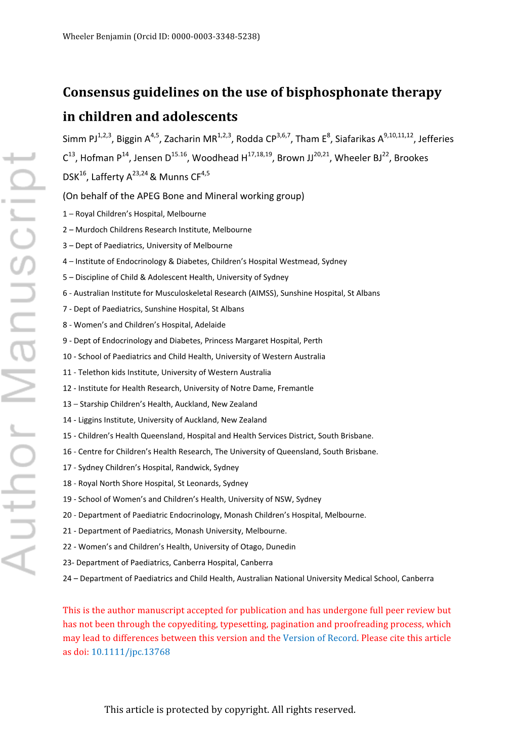 Consensus Guidelines on the Use of Bisphosphonate