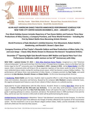 Alvin Ailey American Dance Theater's New York City Center Season
