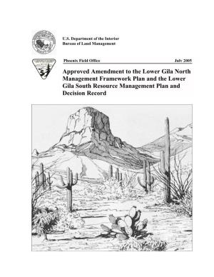 Approved Amendment to the Lower Gila North Management Framework Plan and the Lower
