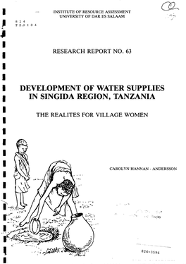Development of Water Supplies in Singida Region, Tanzania