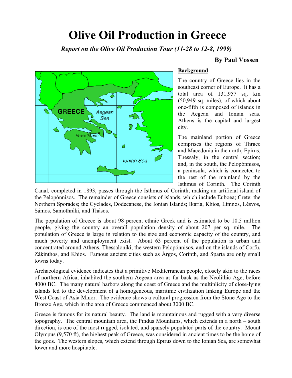 Olive Oil Production in Greece