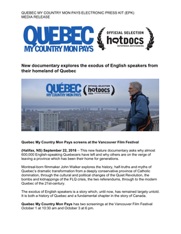 New Documentary Explores the Exodus of English Speakers from Their Homeland of Quebec
