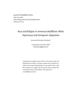 Race and Religion in American Buddhism: White Supremacy and Immigrant Adaptation