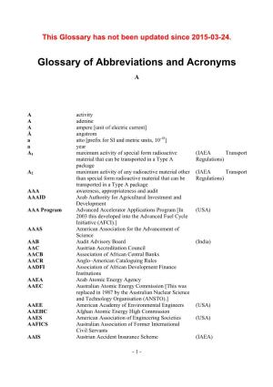 Glossary of Abbreviations and Acronyms