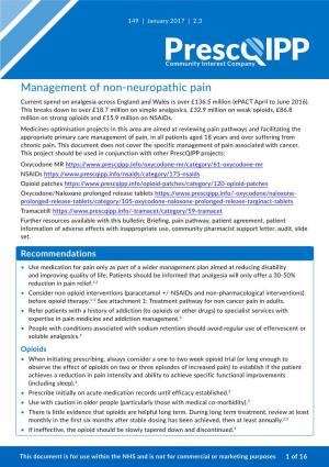 149I. Non-Neuropathic Pain