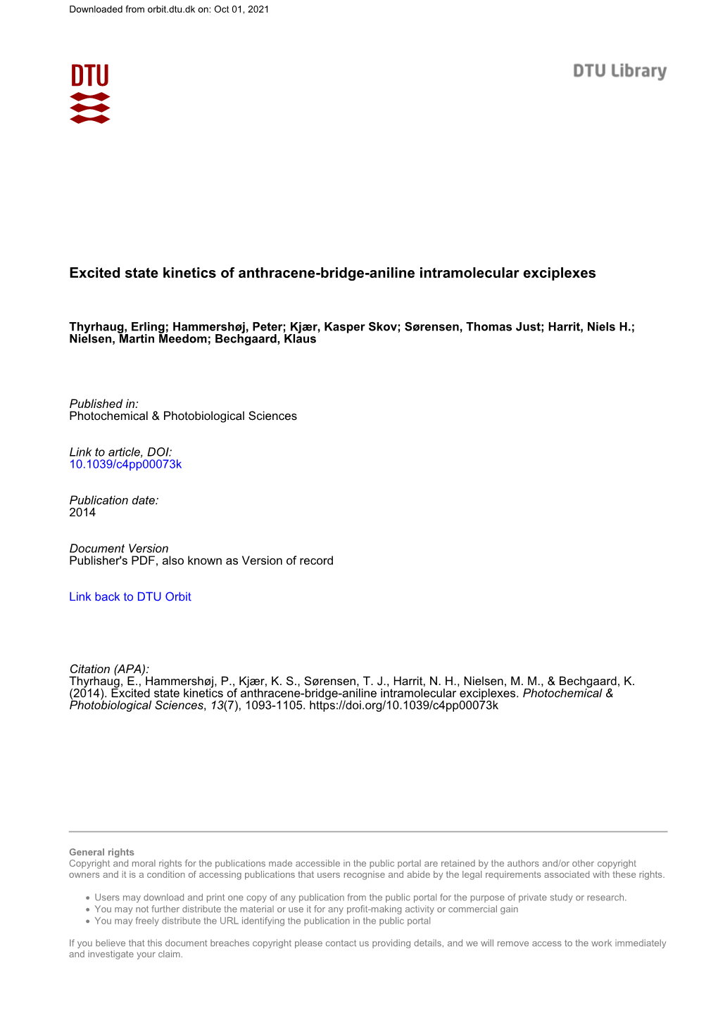 Excited State Kinetics of Anthracene-Bridge-Aniline Intramolecular Exciplexes