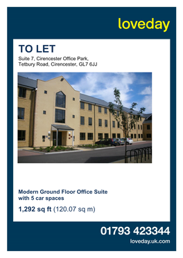 TO LET Suite 7, Cirencester Office Park, Tetbury Road, Cirencester, GL7 6JJ