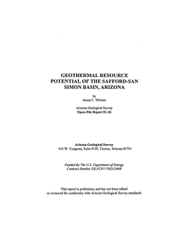 Geothermal Resource Potential of the Safford-San Simon Basin, Arizona