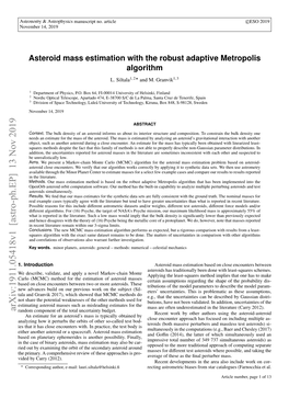 Asteroid Mass Estimation with the Robust Adaptive Metropolis Algorithm L