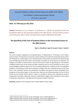 The Specificity of the Text of Synthetic Nature in the Sociocultural Space of the 20Th Century