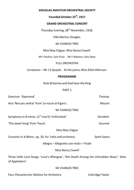 Concert Programmes 1917 to 1939