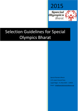 Selection Guidelines for Special Olympics Bharat