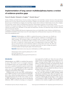 Implementation of Lung Cancer Multidisciplinary Teams: a Review of Evidence-Practice Gaps