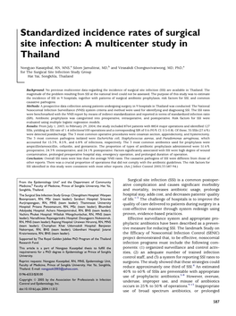 Standardized Incidence Rates of Surgical Site Infection: a Multicenter Study in Thailand