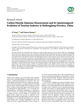 Research Article Carbon Dioxide Emission Measurement and Its Spatiotemporal Evolution of Tourism Industry in Heilongjiang Province, China