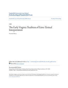 The Early Virginia Tradition of Extra-Textual Interpretation, 53 Albany Law Review