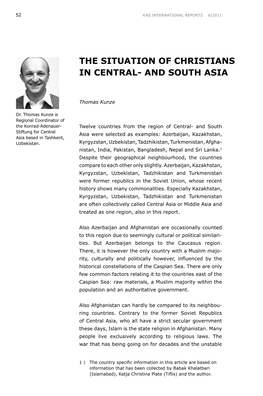 The Situation of Christians in Central- and South Asia