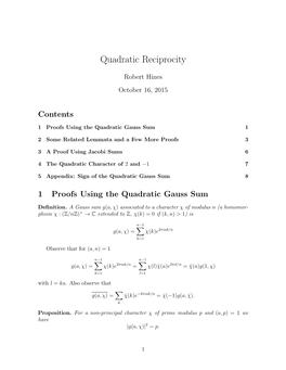 Quadratic Reciprocity