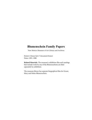 Blumenschein Family Papers New Mexico Museum of Art Library and Archives
