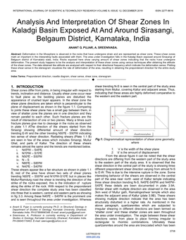 Analysis and Interpretation of Shear Zones in Kaladgi Basin Exposed at and Around Sirasangi, Belgaum District, Karnataka, India