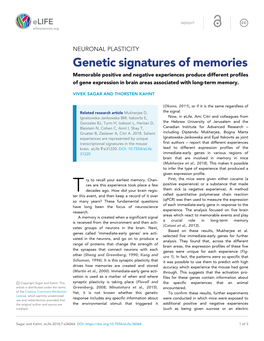 Genetic Signatures of Memories