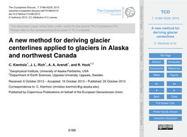A New Method for Deriving Glacier Centerlines Table 2