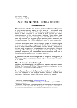3G Mobile Spectrum – Issues & Prospects