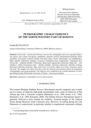 Petrographic Characteristics of the North-Western Part of Kosovo