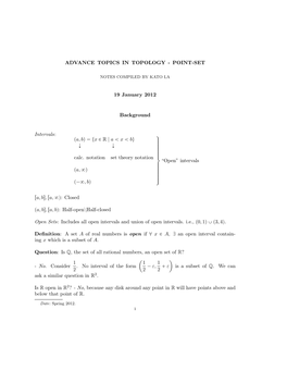 Advance Topics in Topology - Point-Set