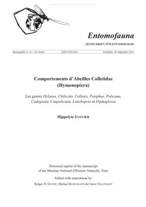 Comportements D'abeilles Colletidae (Hymenoptera)