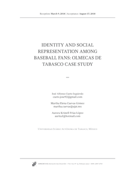 Identity and Social Representation Among Baseball Fans: Olmecas De Tabasco Case Study