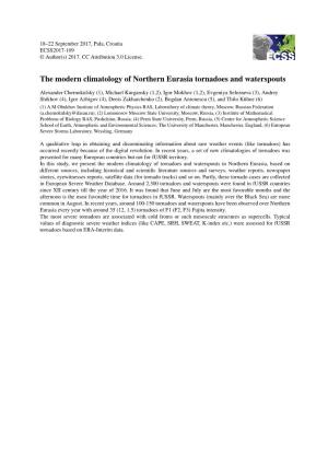 The Modern Climatology of Northern Eurasia Tornadoes and Waterspouts