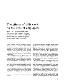 The Effects of Shift Work on the Lives of Employees