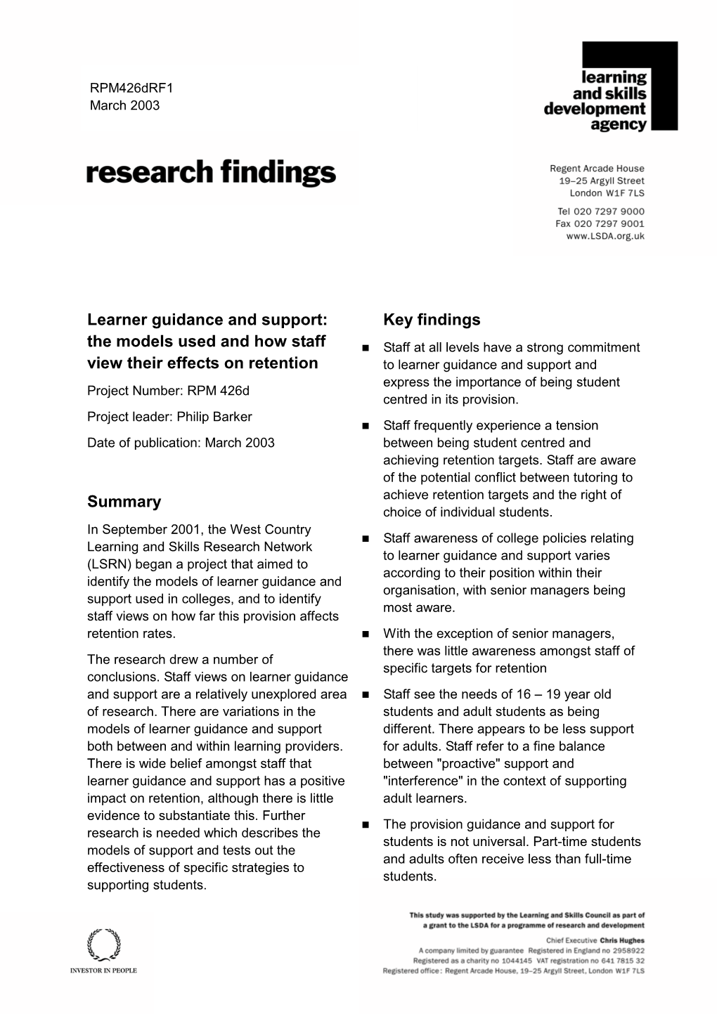 LSDA Research Findings