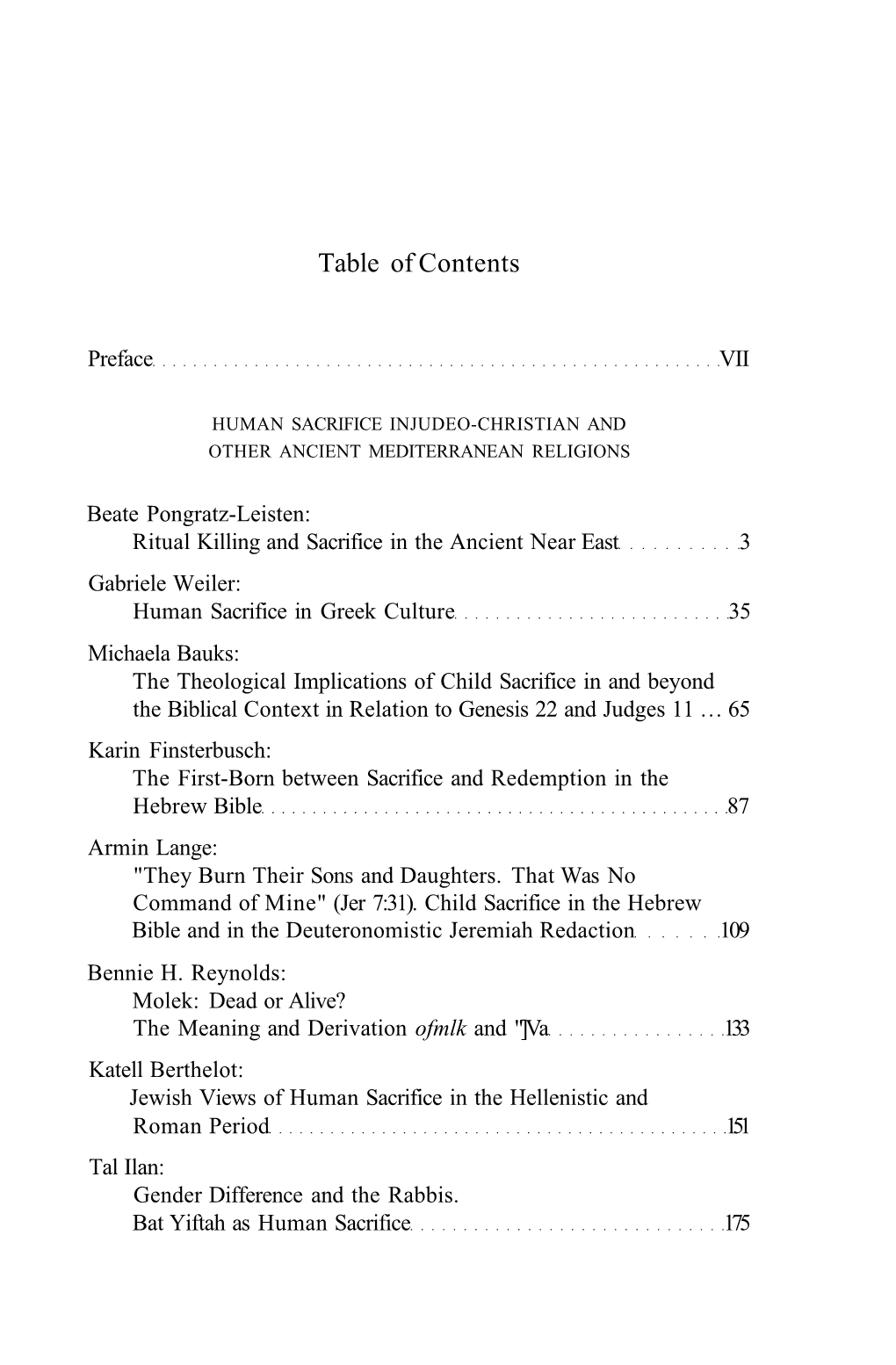 Table of Contents