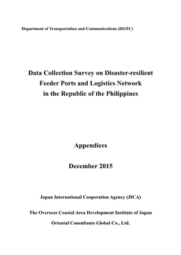 Data Collection Survey on Disaster-Resilient Feeder Ports and Logistics Network in the Republic of the Philippines
