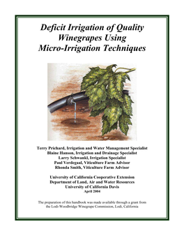 Deficit Irrigation of Quality Winegrapes Using Micro-Irrigation Techniques