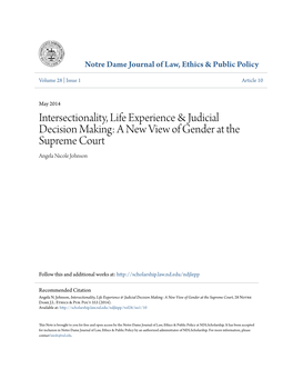 Intersectionality, Life Experience & Judicial Decision Making