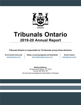 Tribunals Ontario 2019-2020 Annual Report
