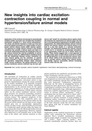 New Insights Into Cardiac Excitation- Contraction Coupling in Normal and Hypertension/Failure Animal Models