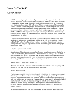 "Anna on the Neck" Anton Chekhov