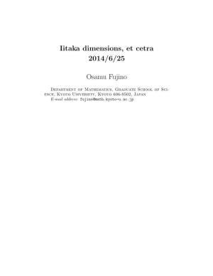 Iitaka Dimensions, Et Cetra 2014/6/25 Osamu Fujino