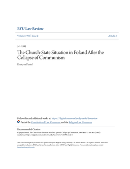 The Church-State Situation in Poland After the Collapse of Communism, 1995 BYU L