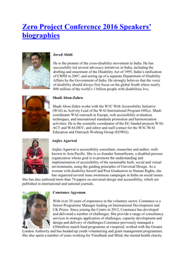 Zero Project Conference 2016 Speakers' Biographies
