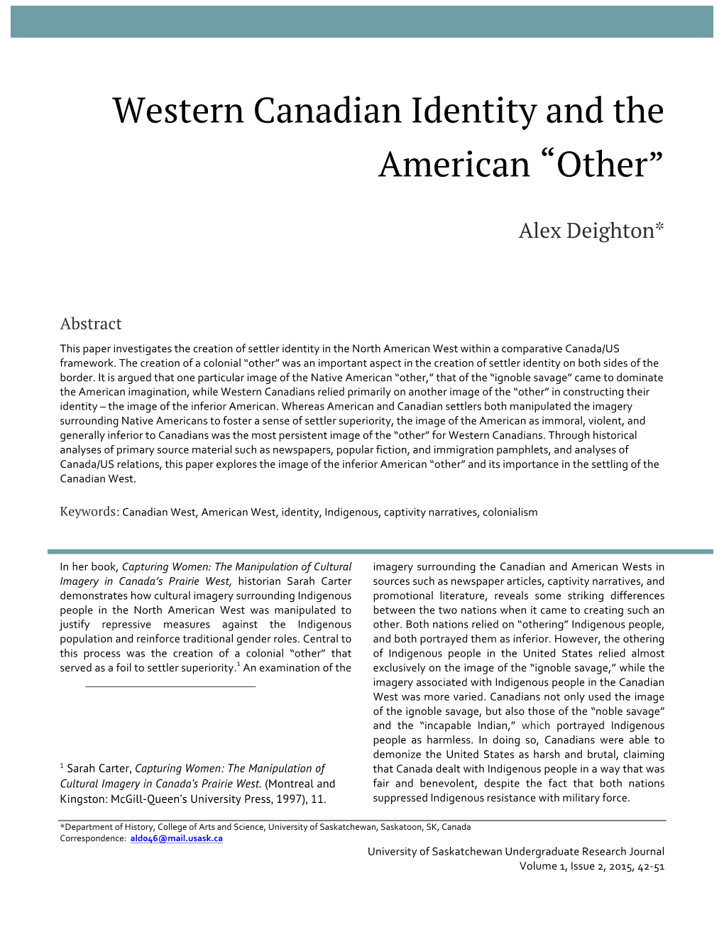 Western Canadian Identity and the American “Other”