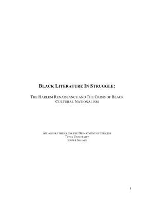 The Harlem Renaissance and the Crisis of Black Cultural Nationalism