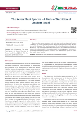 The Seven Plant Species - a Basis of Nutrition of Ancient Israel