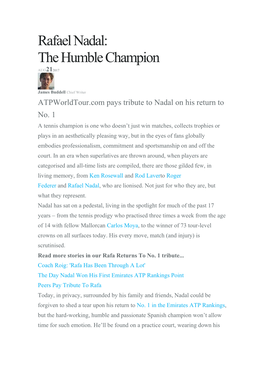 Rafael Nadal: the Humble Champion AUG212017