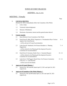 Regular Council Meeting - 10 May 2021