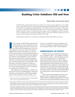 Banking Crisis Solutions Old and New